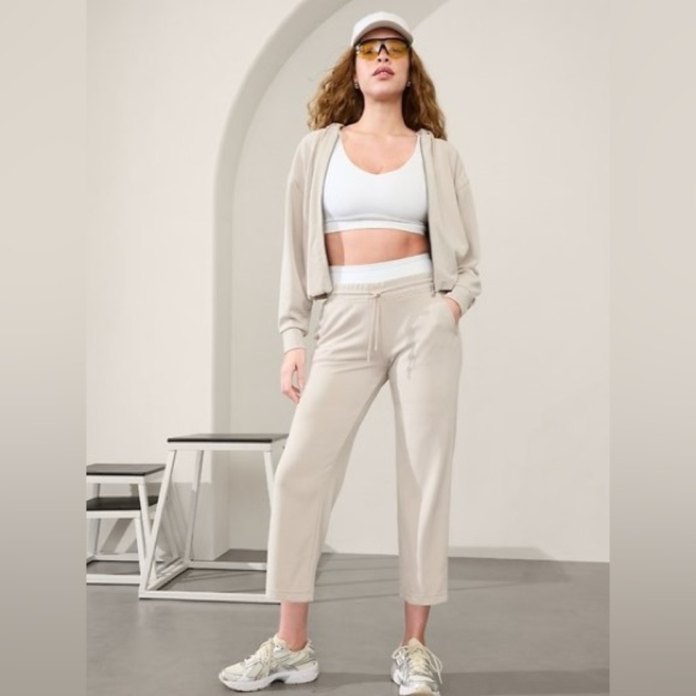 ATHLETA Seasoft Bubble Hem Full Zip ABALONE Sz S Tall